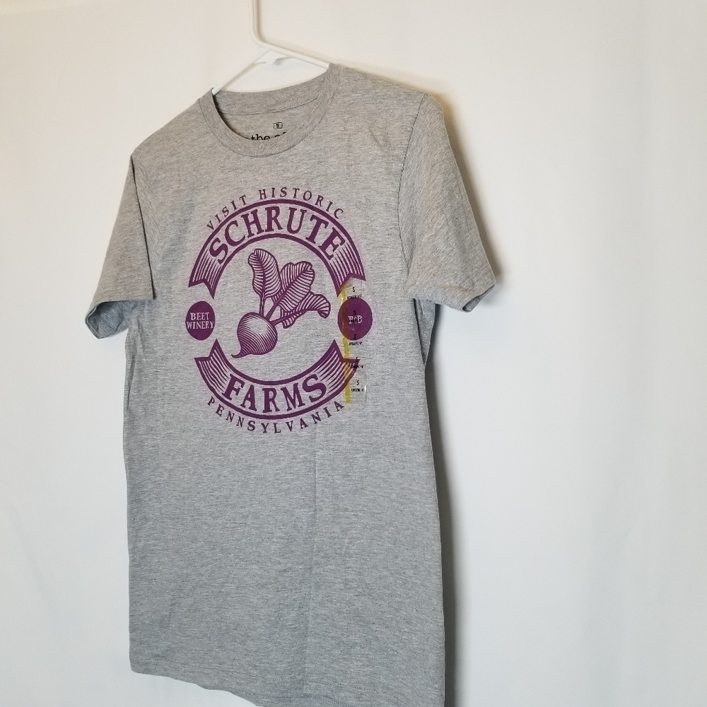 The Office Adult‎ Small Dwight Schrute Farms Pennsylvania Gray Graphic T Shirt